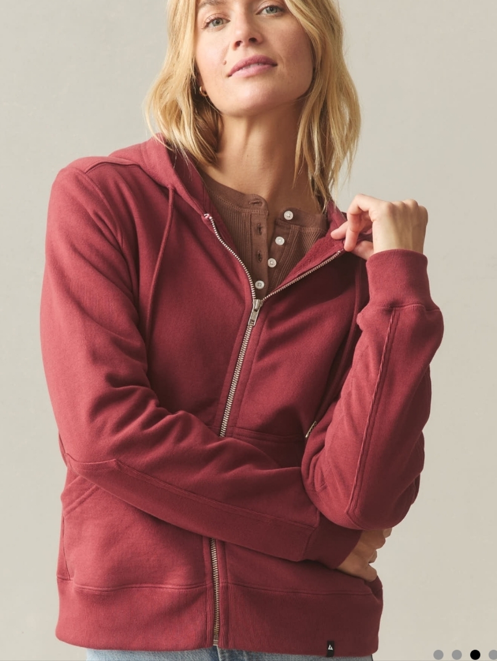 American Giant Women's Large Red Relaxed Classic Full Zip Hoodie Sweatshirt NWOT